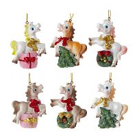 Фигурка декоративная подвесная "Лошадка", L6 W3 H8 см, 6в.