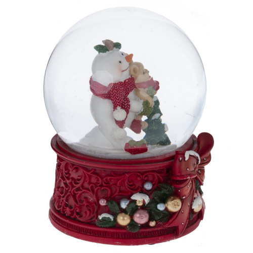 Фигурка декоративная "Снеговик" в стекл шаре (ключ, муз), L10 W10 H14 см, 2в. фото 4 Фигурка декоративная "Снеговик" в стекл шаре (ключ, муз), L10 W10 H14 см, 2в. фото 4
