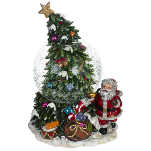 Фигурка декор в стекл шаре "Елка" (муз с ключ), D 10 см, L15 W13 H20 см