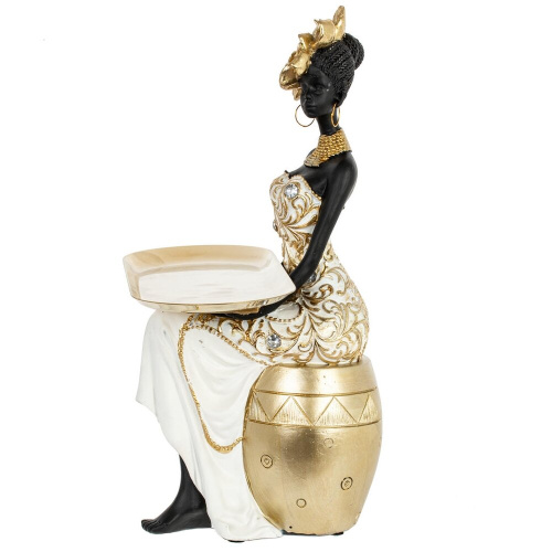 Фигурка декоративная "Африканка" с подносом, L22,2 W14 H30 см фото 2