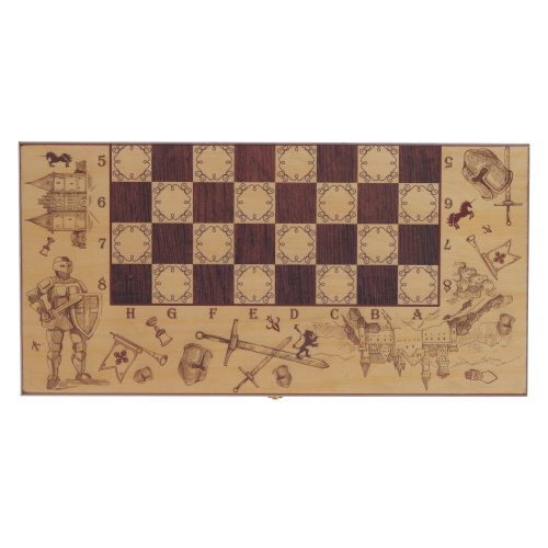 Игра настольная 3 в 1 (шахматы, шашки, нарды) "Рыцари", L50 W25 H6 см фото 3