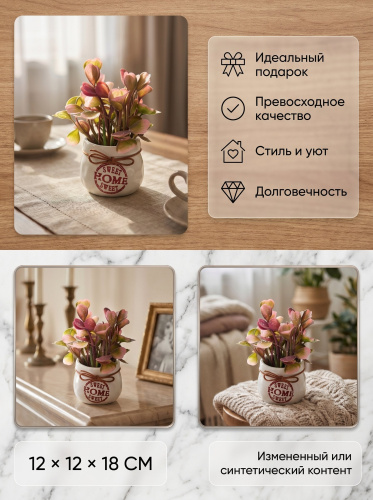 Цветочная композиция, L12 W12 H18 см фото 3