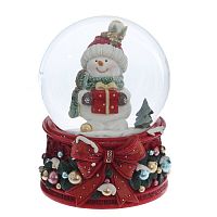 Фигурка декоративная "Снеговик" в стекл шаре (ключ, муз), L9,5 W9 H13,5 см