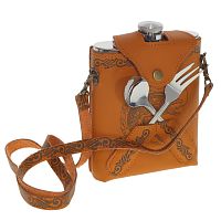 Набор для пикника 3 предм. (фляжка 500 мл, ложка, филка),  L13 W4 H17 см