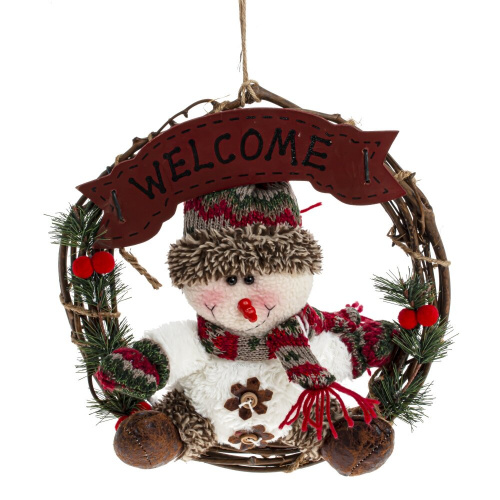 Изделие декоративное подвесное "Снеговик", L33 W9 H33 см Изделие декоративное подвесное "Снеговик", L33 W9 H33 см