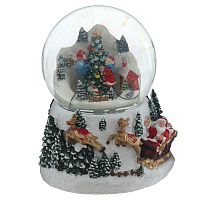 Фигурка декоративная "Рождество" в стекл шаре (свет, муз, вьюга, 3хAA), D 12 см, L15 W13,5 H19 см