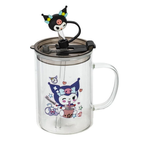 Кружка с крышкой, 450 мл, L12,5 W8 H17 см