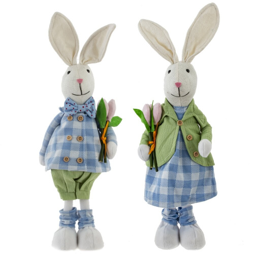 Игрушка набивная "Заяц/Зайка", L16 W9 H38 см, 2в. Игрушка набивная "Заяц/Зайка", L16 W9 H38 см, 2в.
