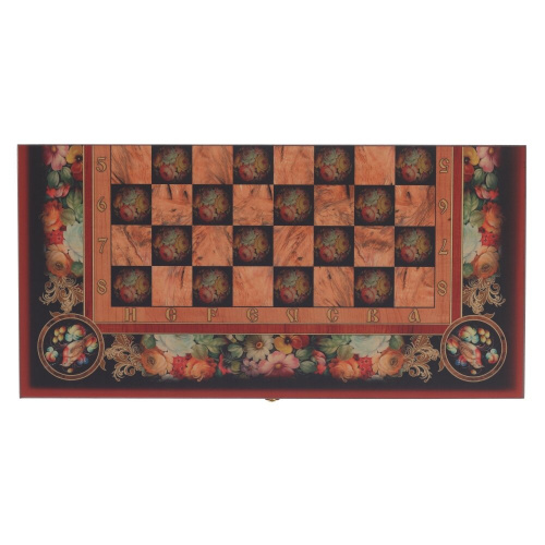 Игра настольная 3 в 1 (шахматы, шашки, нарды) "Цветы", L50 W25 H6 см фото 2 Игра настольная 3 в 1 (шахматы, шашки, нарды) "Цветы", L50 W25 H6 см фото 2