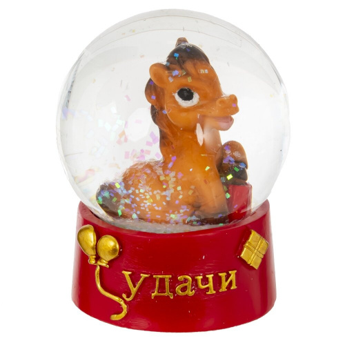 Фигурка декор в стекл шаре "Лошадка", L7 W7 H8 см, 2в. фото 2