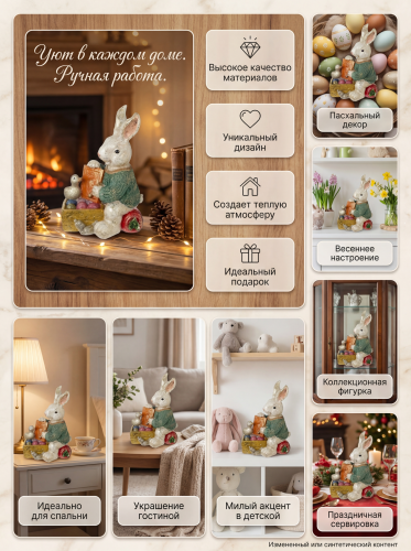 Фигурка декоративная "Заяц", L14 W11,5 H20 см фото 2