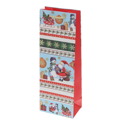 Пакет подарочный для бутылок (бумага 210г/м2, блок 12шт), L12,5 W8,5 H36 см, 4в. фото 4