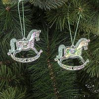 Набор из 2шт Украшение новогоднее "Лошадка", L5,5 W0,5 H4,5 см