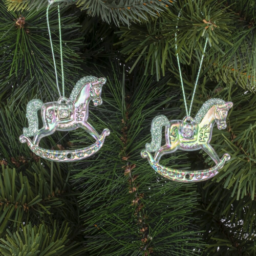 Набор из 2шт Украшение новогоднее "Лошадка", L5,5 W0,5 H4,5 см Набор из 2шт Украшение новогоднее "Лошадка", L5,5 W0,5 H4,5 см