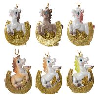 Фигурка декоративная  подвесная "Лошадка", L5 W3 H7,5 см, 6в.