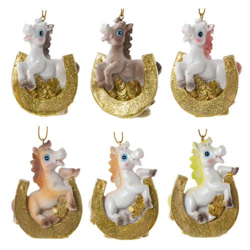 Фигурка декоративная подвесная "Лошадка", L5 W3 H7,5 см, 6в. Фигурка декоративная подвесная "Лошадка", L5 W3 H7,5 см, 6в.
