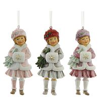 Украшение новогоднее "Девочка"-3 вида  L5 W3,5 H11 см (цена указана за один вид)
