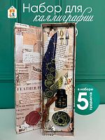 Набор подарочный: ручка перьевая, 2 наконечника, чернильница, L27 W8 H4 см