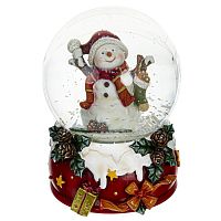 Фигурка декоративная в стекл. шаре "Снеговик" с музыкой, D 10 см, L10 W10 H14,5 см