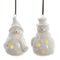 Фигурка декоративная подвесная "Снеговик" с подсветкой (2хLR44), L5 W5 H8 см, 2в.