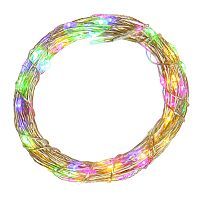 Электрогирлянда (30 разноцветных LED, 1 режим свечения,серебристый шнур, 1 W), L3м, 2хAA, не вход.
