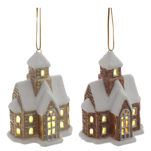 Фигурка декоративная подвесная "Домик" (подсветка, 2xLR44), L8 W5,5 H10,5 см, 2в. Фигурка декоративная подвесная "Домик" (подсветка, 2xLR44), L8 W5,5 H10,5 см, 2в.