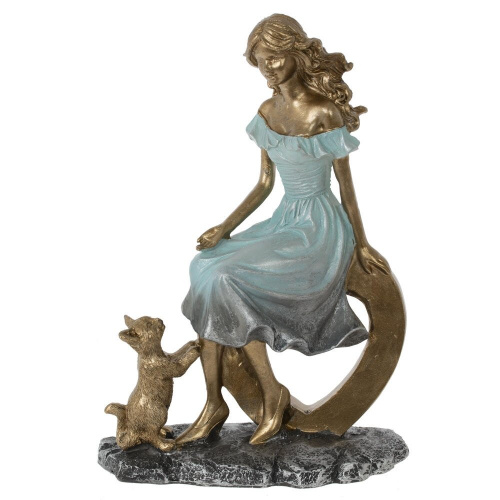 Фигурка декоративная "Девушка с кошкой", L13,5 W7 H20 см