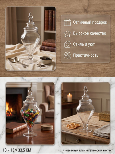 Конфетница, L13 W13 H33,5 см фото 3 Конфетница, L13 W13 H33,5 см фото 3