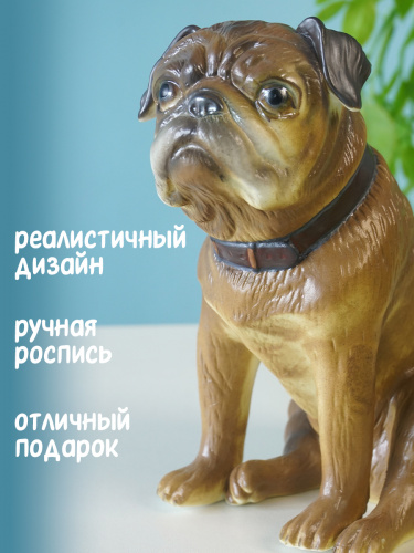 Фигурка декоративная "Мопс", L14 W8 H14,5 см фото 4