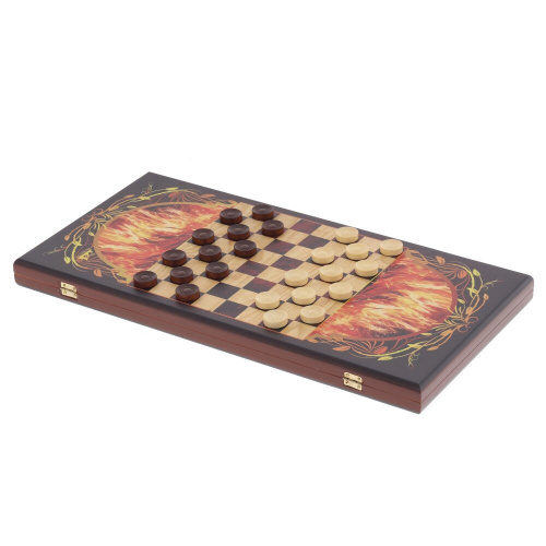 Игра настольная 2 в 1 ( шашки, нарды) "Огненная лошадь", L60 W30 H4 см