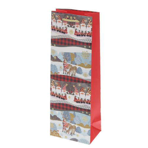 Пакет подарочный для бутылок (бумага 210г/м2, блок 12шт), L12,5 W8,5 H36 см, 4в. фото 2
