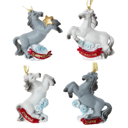 Фигурка декоративная подвесная "Лошадка", L6,5 W3 H7,5 см, 4в. Фигурка декоративная подвесная "Лошадка", L6,5 W3 H7,5 см, 4в.
