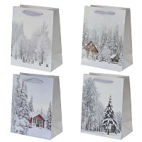 Пакет подарочный (бумага, плотность 210г/м2, блок микс 12шт), L18 W10 H23 см, 4в.