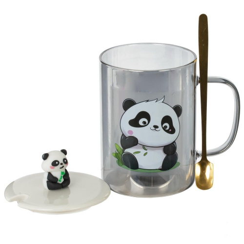 Кружка с крышкой и ложкой, 374 мл, L11,5 W9 H14 см фото 2