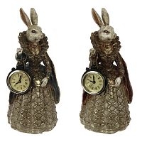 Фигурка декоративная "Зайка" с часами (цена за 1 штуку) (LR44x1), L12 W9,5 H24 см, 2в.