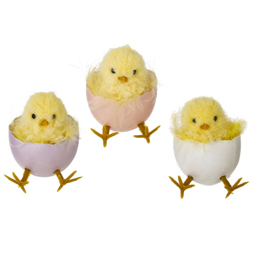 Фигурка декоративная "Цыпленок" (блок 6шт), L7 W5 H7 см, 3в.