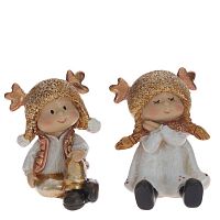 Фигурка декоративная "Мальчик/Девочка", L5,5 W6 H6,5 см, 2в.