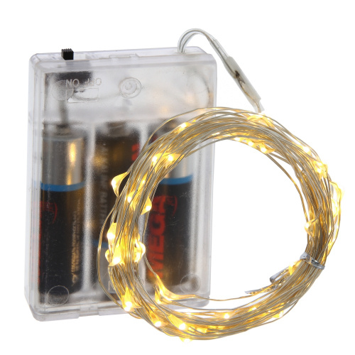 Электрогирлянда (3xAA, 60 теп бел LED, 1 реж свеч,серебр шнур), L600 W0,1 H0,2 см фото 2