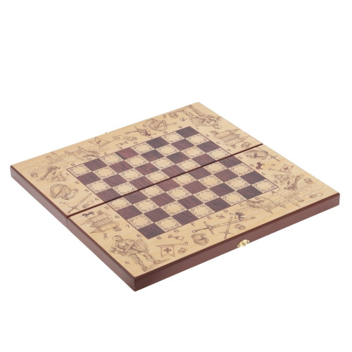 Игра настольная 3 в 1 (шахматы, шашки, нарды) "Рыцари", L50 W25 H6 см фото 4