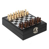 Шахматы и набор сомелье, 4 предм (штопор, пробка, кольцо, дозатор), L14,5 W17,5 H4,5 см