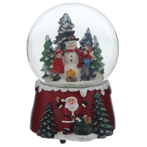 Фигурка декор в стекл шаре "Снеговик и дети" (муз ключ), D 10 см, L9,5 W10 H15 см Фигурка декор в стекл шаре "Снеговик и дети" (муз ключ), D 10 см, L9,5 W10 H15 см
