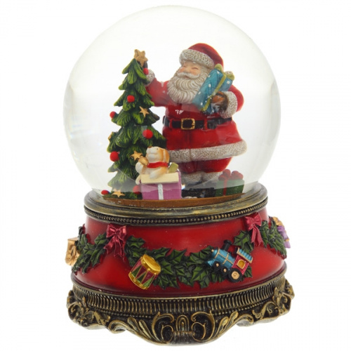 Фигурка декор в стекл шаре "Санта" (муз с ключ), D 10 см, L10,5 W10,5 H14,5 см, 2в. фото 3