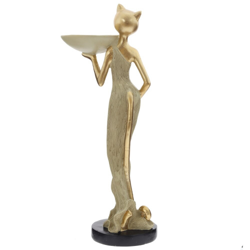 Фигурка декоративная "Кошка" с подставкой д/мелочей, L15 W9,5 H33 см фото 4