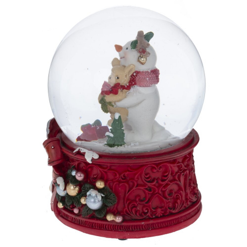 Фигурка декоративная "Снеговик" в стекл шаре (ключ, муз), L10 W10 H14 см, 2в. фото 2 Фигурка декоративная "Снеговик" в стекл шаре (ключ, муз), L10 W10 H14 см, 2в. фото 2