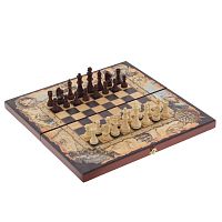 Игра настольная 3 в 1 (шахматы, шашки, нарды) "Морские", L50 W25 H6 см
