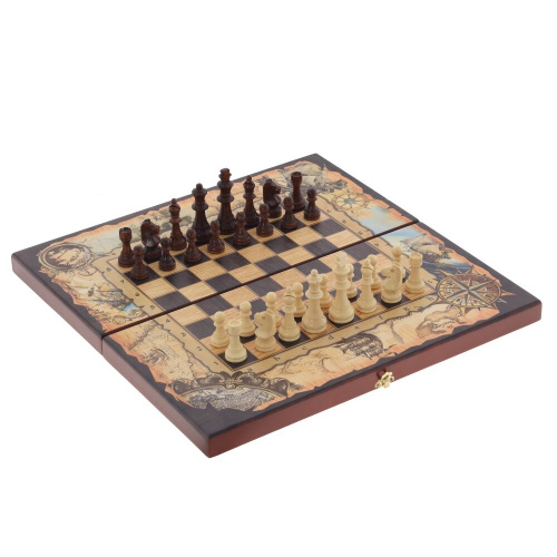 Игра настольная 3 в 1 (шахматы, шашки, нарды) "Морские", L50 W25 H6 см Игра настольная 3 в 1 (шахматы, шашки, нарды) "Морские", L50 W25 H6 см