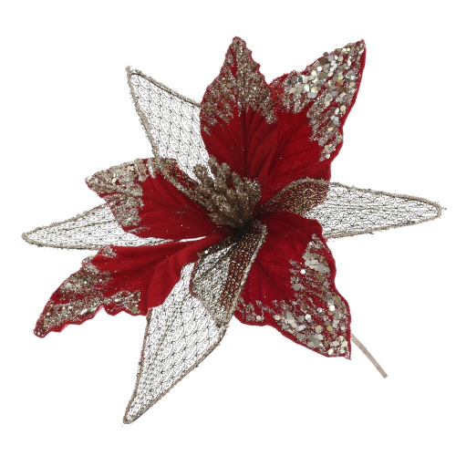 Цветок искусственный "Пуансеттия", L21 W21 H39 см Цветок искусственный "Пуансеттия", L21 W21 H39 см