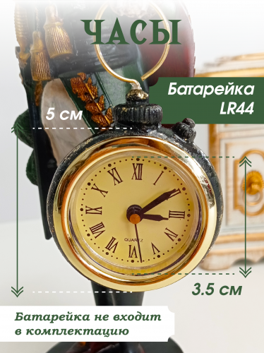Фигурка декоративная "Лошадь" с часами D4см, (LR44x1), L12 W7,5 H24,5 см фото 3