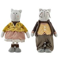 Игрушка набивная "Кот/Кошка", L16 W10 H33 см, 2в.