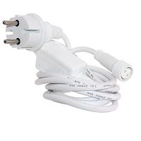 Шнур с адаптером и вилкой для уличной гирлянды, белый/черный, L1,5 м. Степень внешней защиты IP44, 2